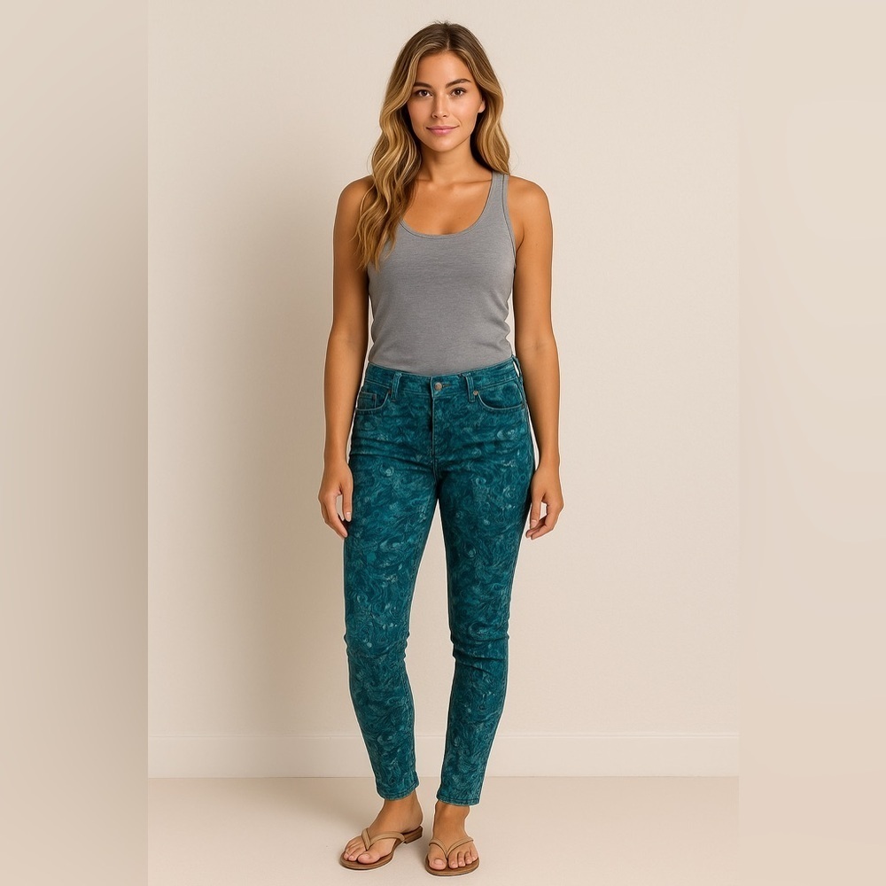 Mudd Pants Jeans Skinny Peacock Feather Patterned Maximalism Dopamine Size 9